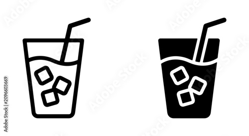 Fotografie Two Ice Cold Drink Icons, Refreshing Beverage Symbols, Summer Refreshment Vector
