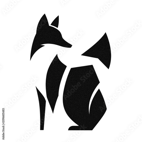 Minimalistic Geometric Fox logo , Black and White Abstract design for the brand