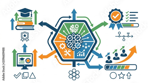 Abstract diagram of business process optimization and growth.