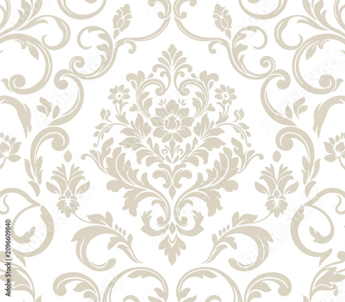 Elegant Seamless Floral Damask Vector Pattern Background