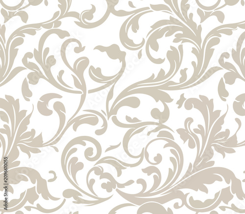 Elegant Seamless Floral Damask Vector Pattern Background
