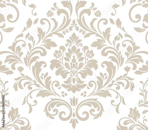 Elegant Seamless Floral Damask Vector Pattern Background