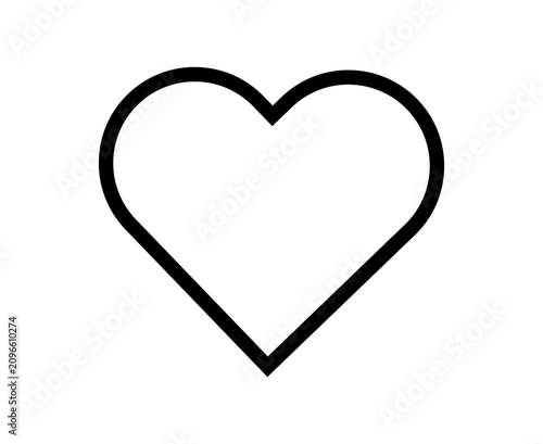 Simple black outline heart icon representing love and romance