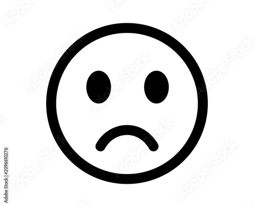Canvastavla Black and white sad face emoji icon showing a frowning expression
