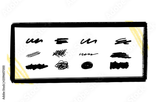 Hand-drawn Black Brush Strokes and Doodle Set in a Frame