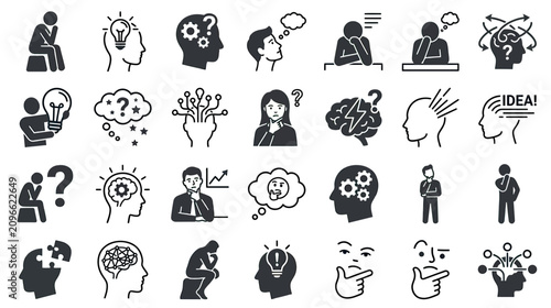 Quadro su tela Collection of Icons Representing Ideas, Thinking, Brainstorming, and Problem Sol