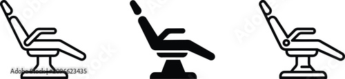 Modern Dental and Medical Examination Chair Vector Icon Representing Patient Treatment, Healthcare, and Professional Salon Services