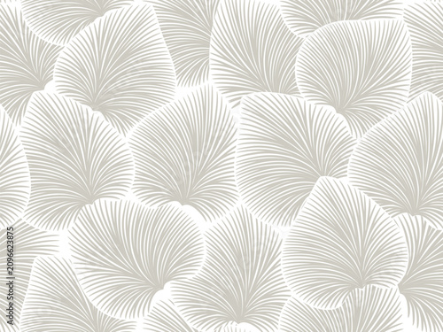 seamless white floral background with abstract grey  leaves. Vector floral pattern