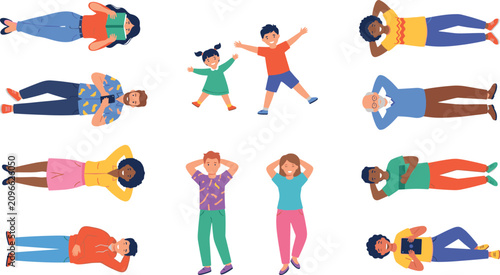 Tableau sur toile People Lying Down Collection with Relaxing Characters in Various Resting Poses V