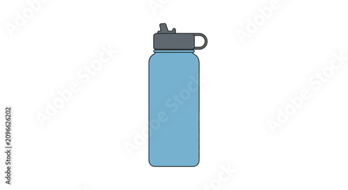 Modern Minimalist Blue Reusable Hydration Bottle Vector Icon for Sustainable Lifestyle and Healthy Daily Water Drinking Habit Illustration