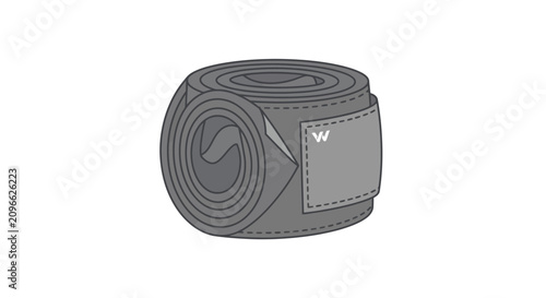 Grey Rolled-up Boxing Hand Wraps for Combat Sports Protection and Wrist Support Illustration