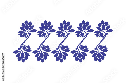 Mirrored Floral Vector with Connected Stems in Symmetrical Botanical Design