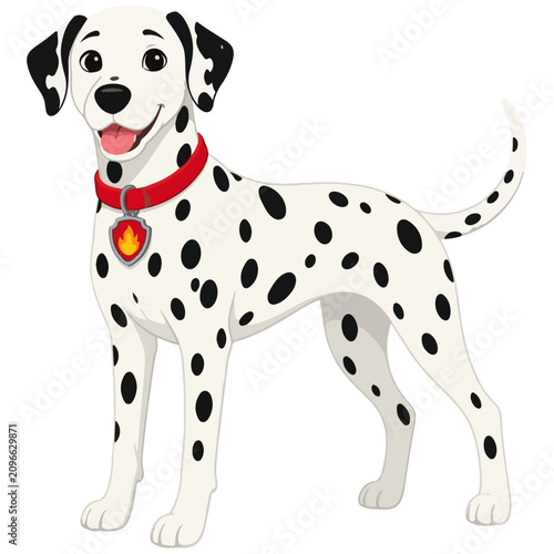 Cute Dalmatian Dog Firefighter Vector Illustration