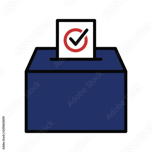 Obraz na płótnie Ballot box with a voting paper and checkmark, vector illustration for election d