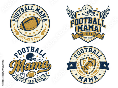 Set of football mama logos and badges for sports fans