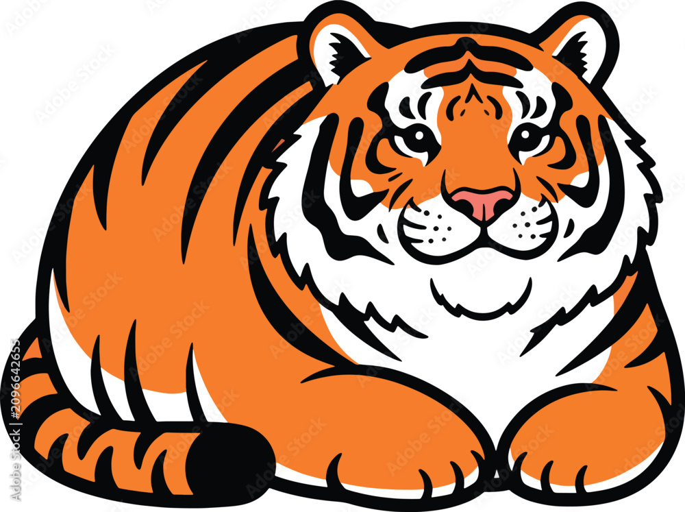 Obraz premium Chubby Tiger Cartoon Illustration 