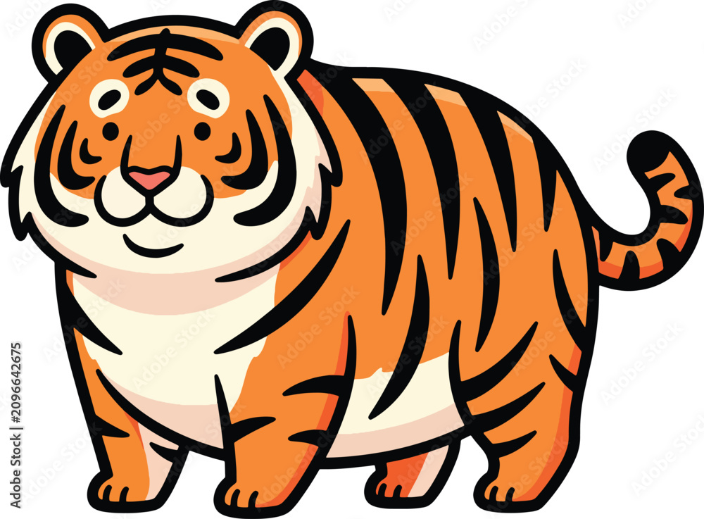 Fototapeta premium Chubby Tiger Cartoon Illustration 