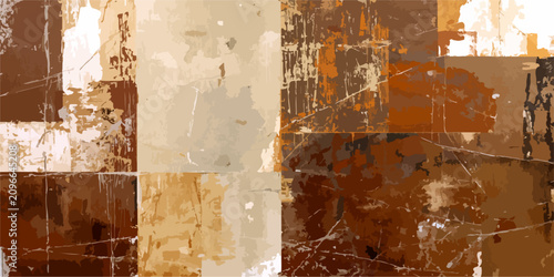 Foto Abstract Tones A digitally rendered abstract artwork featuring a mosaic of weathered, cracked textures in earthy brown and beige hues, evoking a sense of aged history and industrial decay