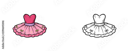 Canvas Print Ballet tutu dress vector illustrations in flat cartoon style with pink corset an