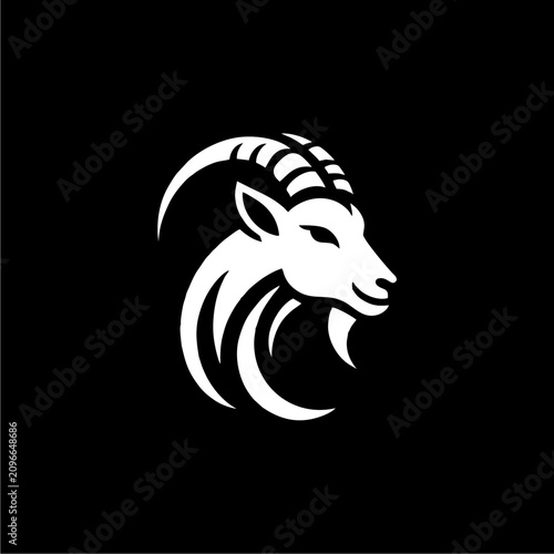 Fotografia Goat Head White Silhouette Icon.