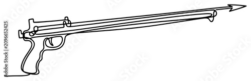 Foto Speargun for underwater hunting continuous line drawing, minimalist harpoon gun