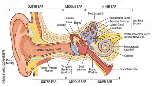 Foto Detailed Anatomical Illustration of the Human Ear Structure