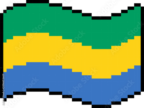 фотографія Gabon national flag pixel art illustration, 8-bit retro wavy Gabonese flag icon