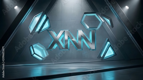 Futuristic XNN Monogram Logo Architectural Presentation