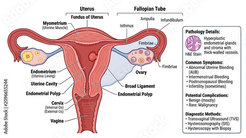 Принти на полотні Anatomical Diagram of the Female Reproductive System with Uterus and Fallopian T
