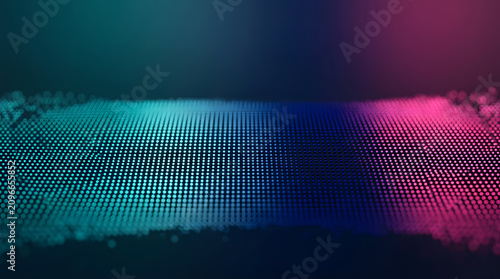 Abstract teal and magenta dot matrix background. Generative AI.