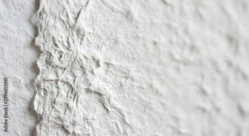 Macro view of white handmade paper texture