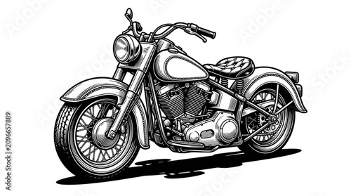Tableau sur toile Detailed retro cruiser motorcycle illustration.