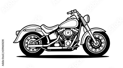 Schilderij op canvas Lowrider cruiser motorcycle line art drawing.