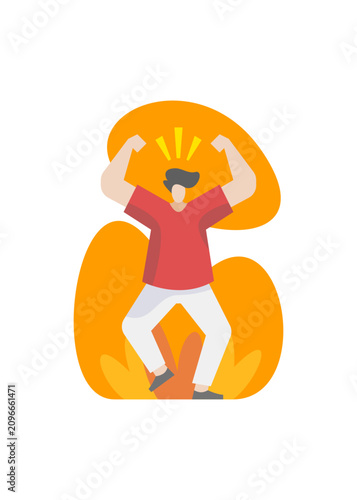 Cuadro en lienzo Angry Man Gesture Flat Illustration