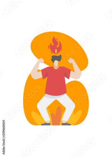 Картината върху платно Mad Man Gesture Flat Illustration