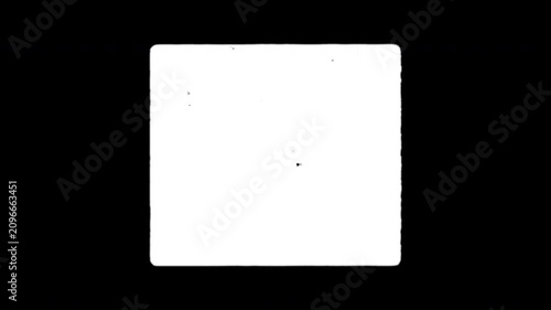 Frame square super 8 mm film overlay with film grain and scratches. Real 8 mm retro template 4K