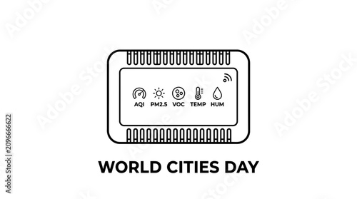 Air quality monitoring device illustration for environmental awareness concept