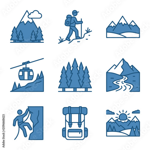Canvastavla Hiking And Travel Icons Set.