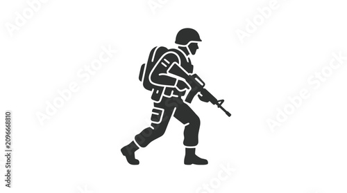 Fotografie Soldier in combat gear walking forward.