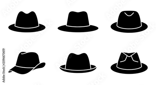 Bild auf Leinwand Classic Fedora Hats Collection, Vintage Style Headwear Icons, Retro Fashion Acce