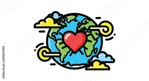 фотографія Earth with heart and loving care.