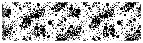 Photography Halftone circle dot pattern with clustered spheres in minimalist graphic style