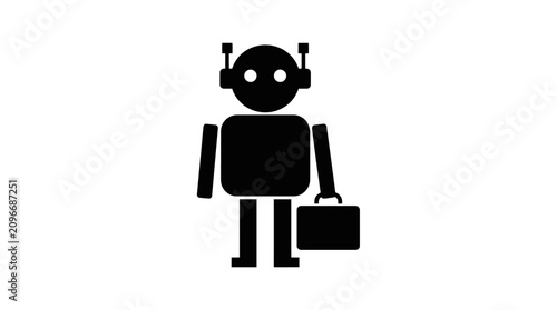 Tableau sur toile Robot with a briefcase signifies the automation of professional services and the emergence of artificial intelligence as a key player in modern corporate operations