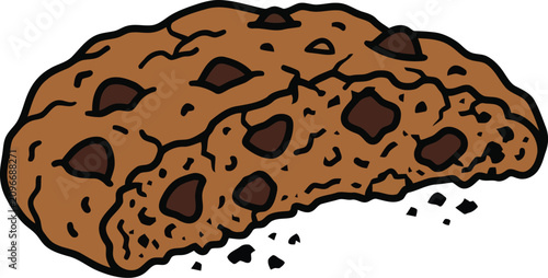 Fotografie Chocolate chip cookie isolated on white background, cartoon style sweet snack il