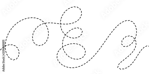 Tableau sur toile Whimsical dotted line forming an abstract, cursive-like squiggle pattern, sugges