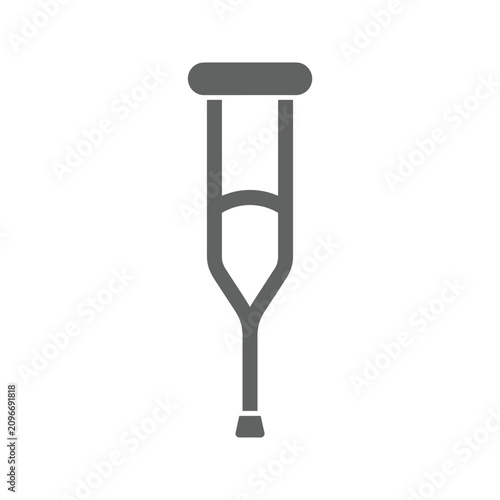 Obraz na plátne Simple dark green icon of an axillary crutch, medical equipment for support and