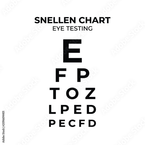 Cuadro en lienzo Snellen eye chart for vision testing, optometry, and ophthalmology examination,