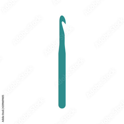 Εκτύπωση καμβά Teal crochet hook with distinctive curved tip, crafting tool, sewing accessory,