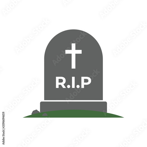 Photos Tombstone with RIP inscription and a cross, representing death and remembrance