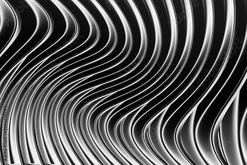 Abstract metallic chrome wavy lines texture background with liquid metal flow effect for poster.